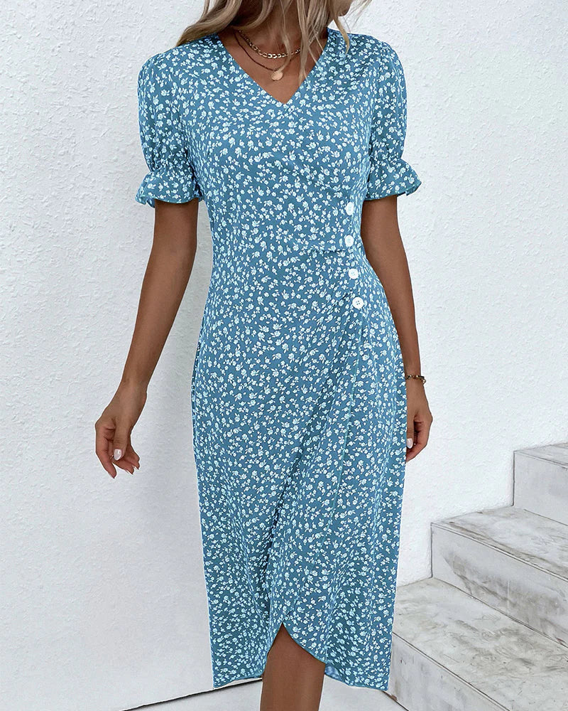 Briar | Floral Wrap Ruffle-Sleeve Women Summer Midi Dress
