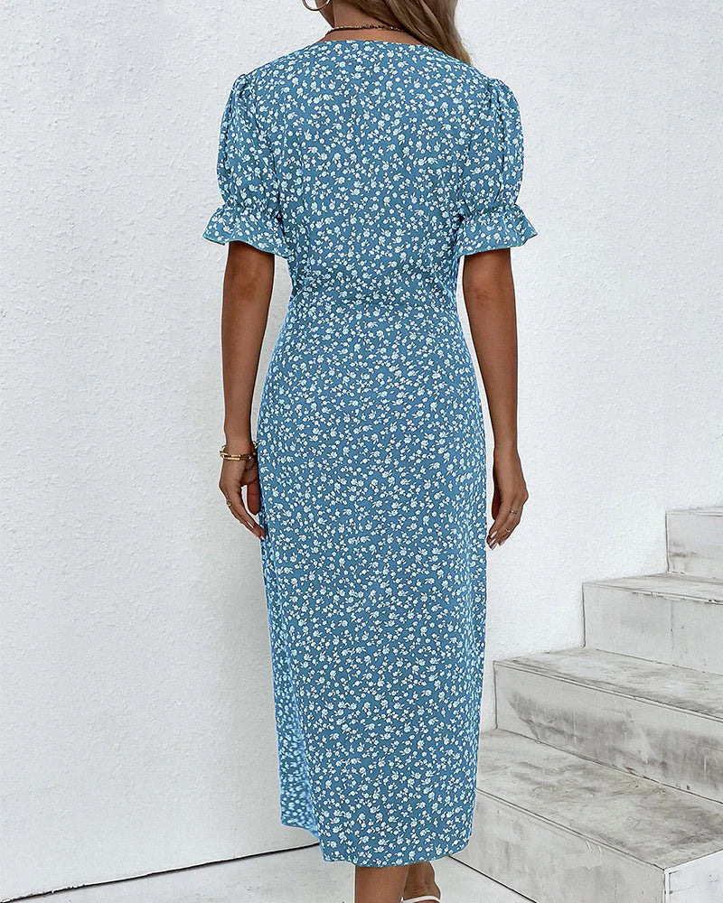 Briar | Floral Wrap Ruffle-Sleeve Women Summer Midi Dress