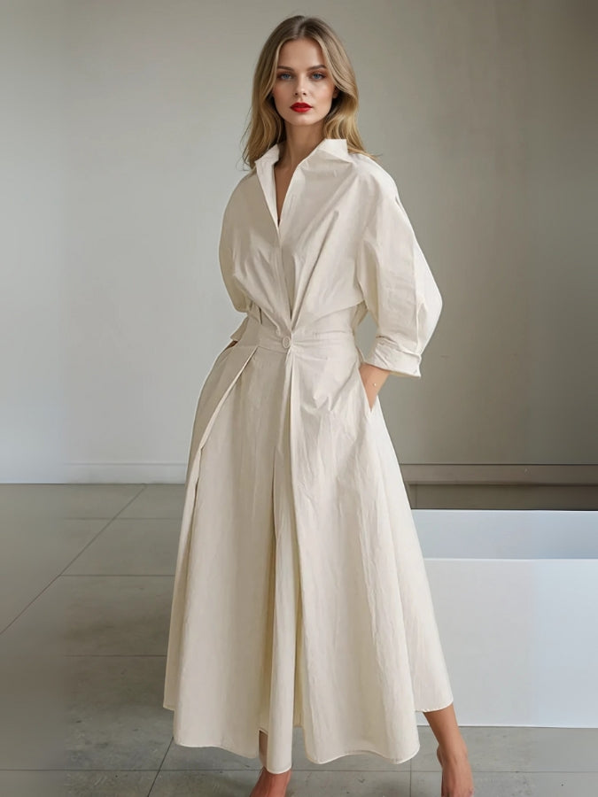 Elise | Pleated Collared Women's Shirt Dress
