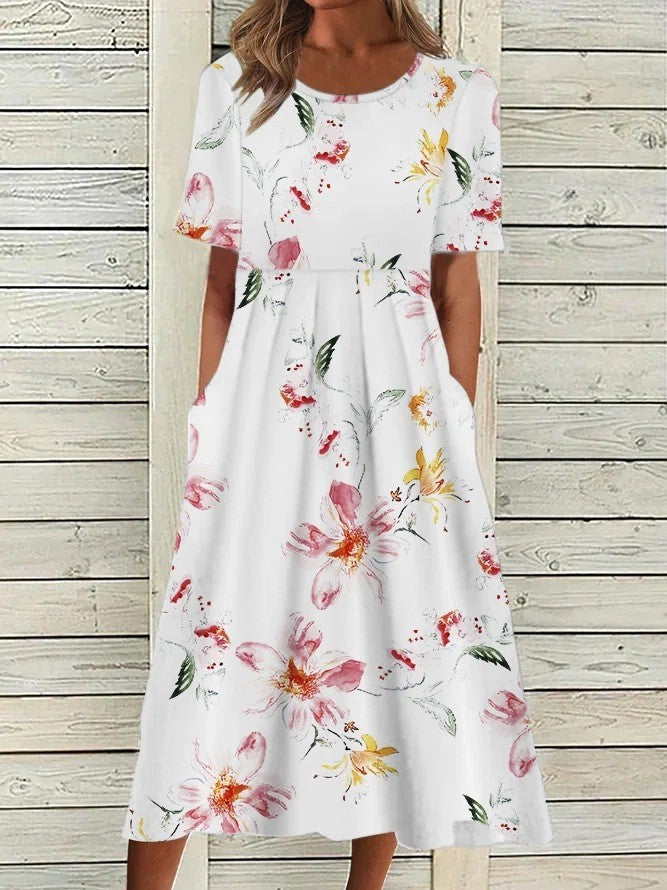 Sofia | Botanical Bloom A-Line Women Summer Midi Dress