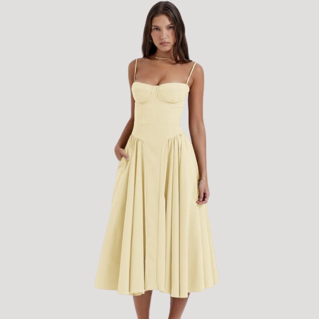 Georgia | Sweetheart Corset Strappy Women Summer Midi Dress