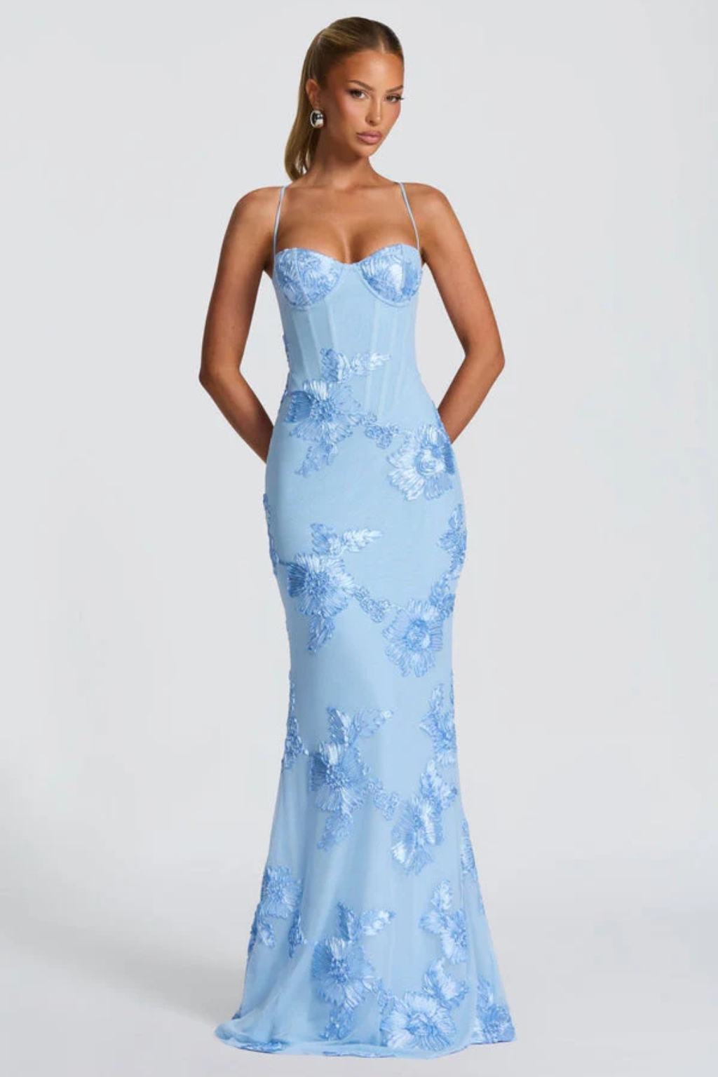 Madison | Floral Mermaid Strapless Lace-Up Women Summer Maxi Dress