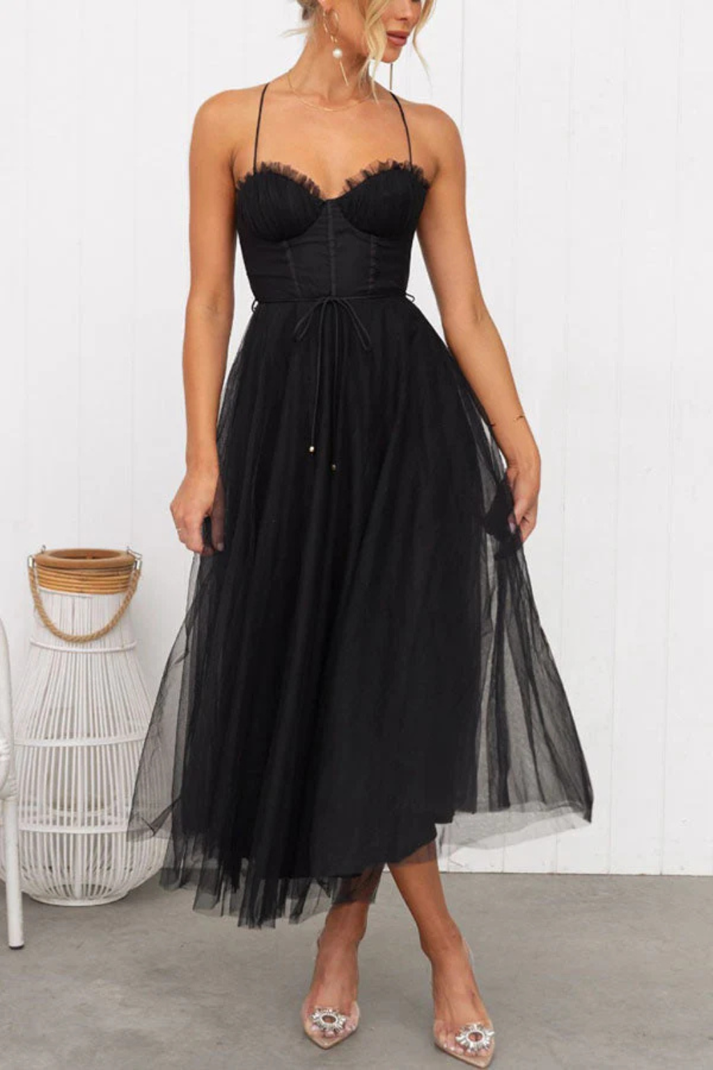 Greta | Corset Sweetheart Tulle Women Summer Midi Dress