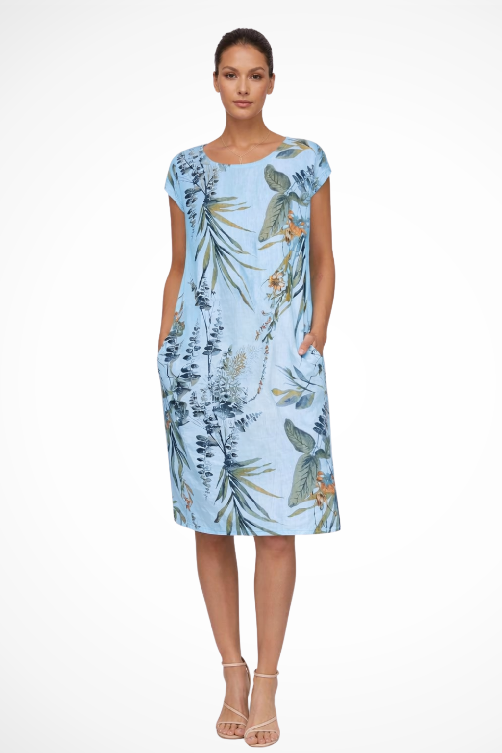 Mira | Tropical Floral Shift Women Summer Midi Dress
