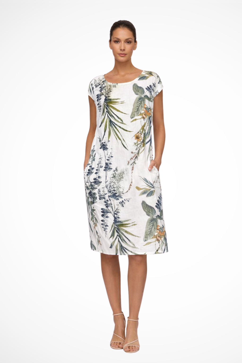 Mira | Tropical Floral Shift Women Summer Midi Dress