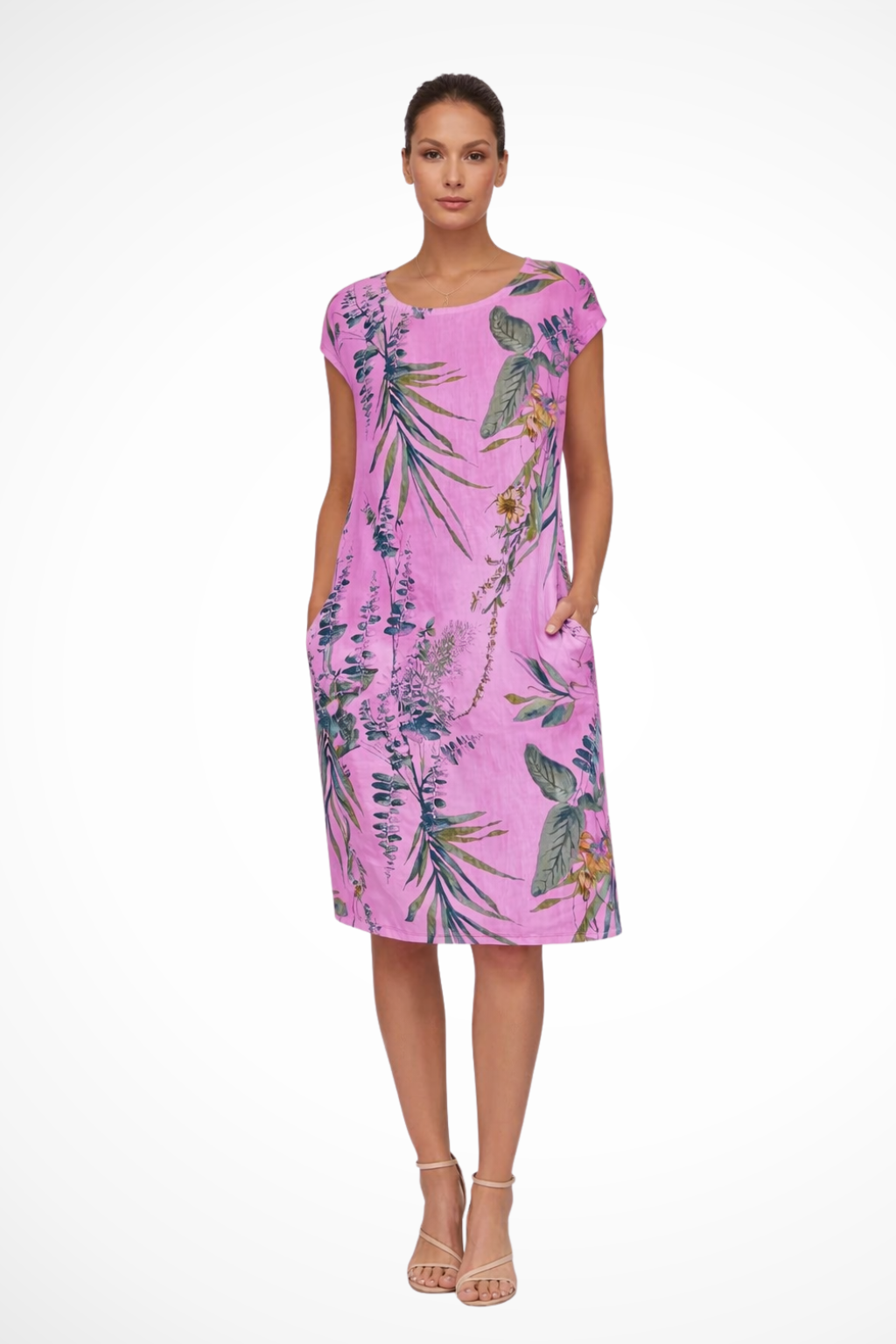 Mira | Tropical Floral Shift Women Summer Midi Dress