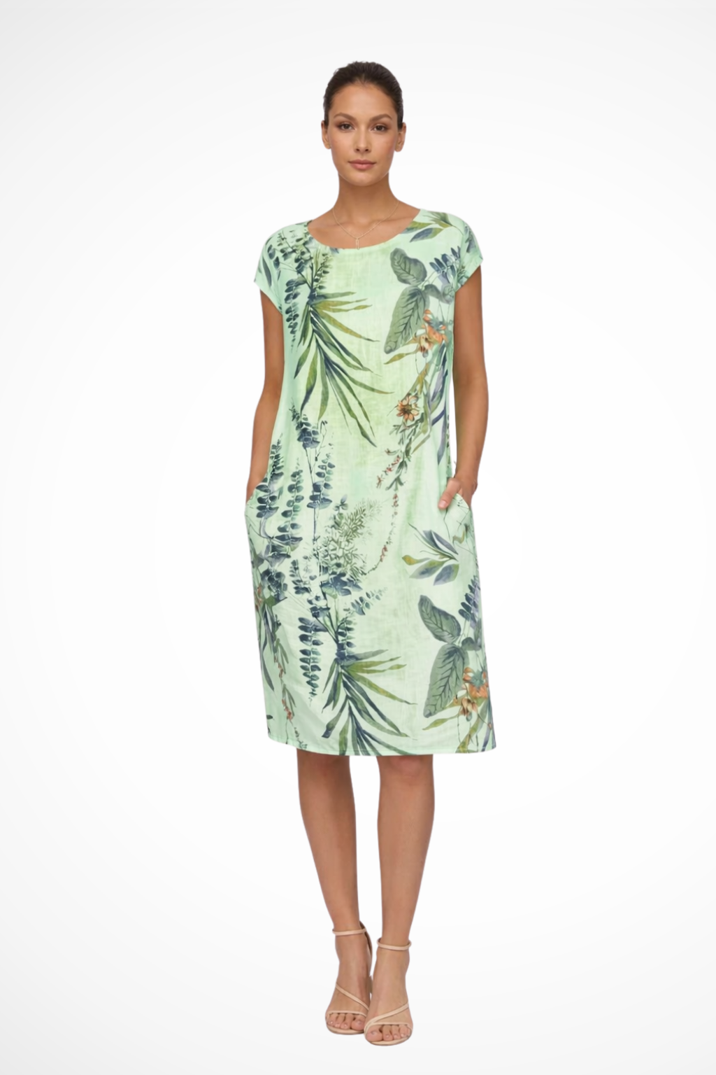 Mira | Tropical Floral Shift Women Summer Midi Dress
