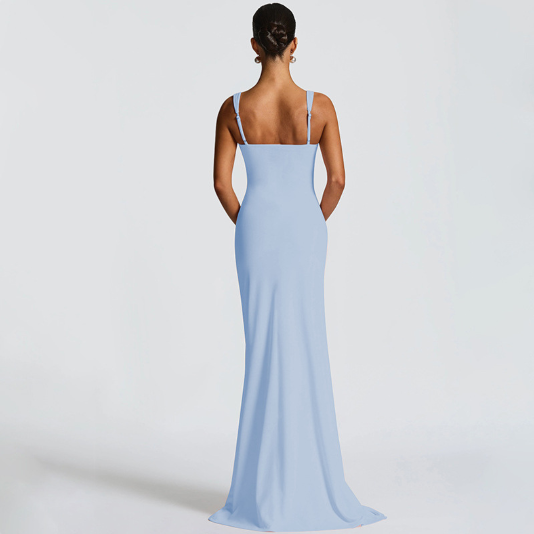 Adaline | Square-Neck Side-Slit Evening Women Summer Maxi Dress