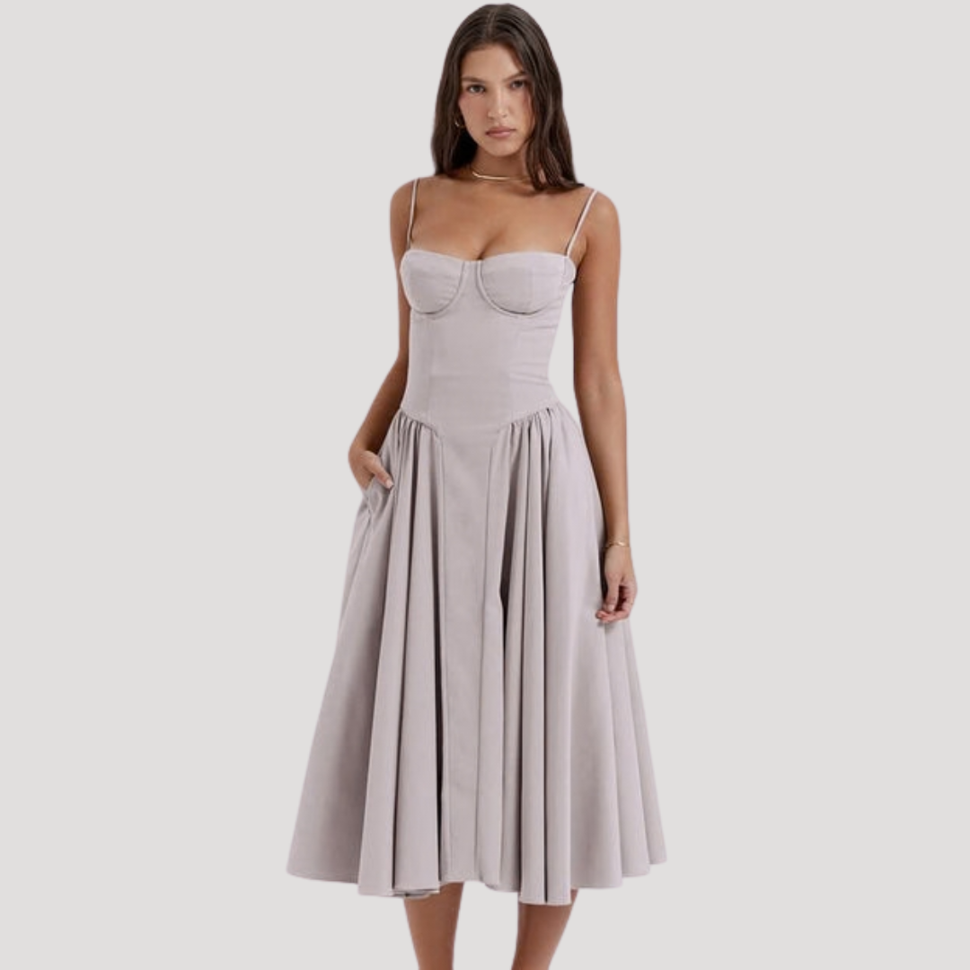 Georgia | Sweetheart Corset Strappy Women Summer Midi Dress