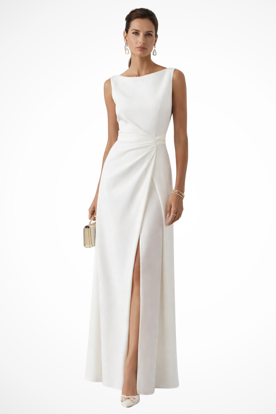 Jenna | Sleeveless Side-Ruched High-Slit Women Summer Maxi Dress