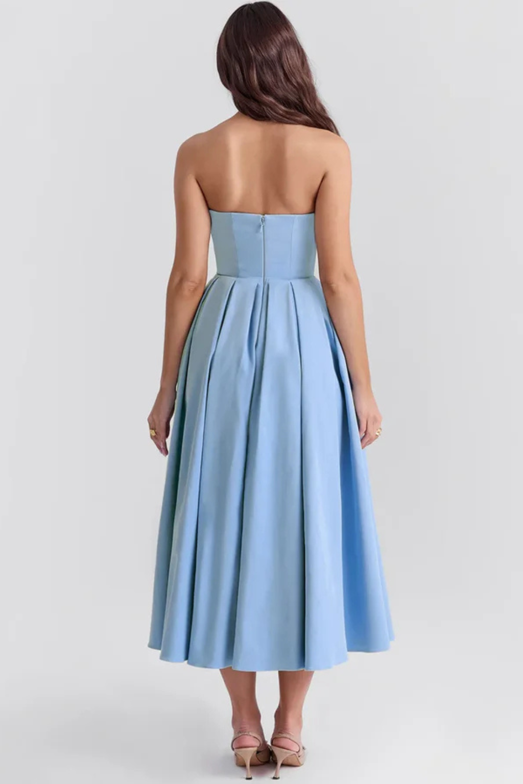 Una | Strapless Flared-Skirt Women Summer Midi Dress