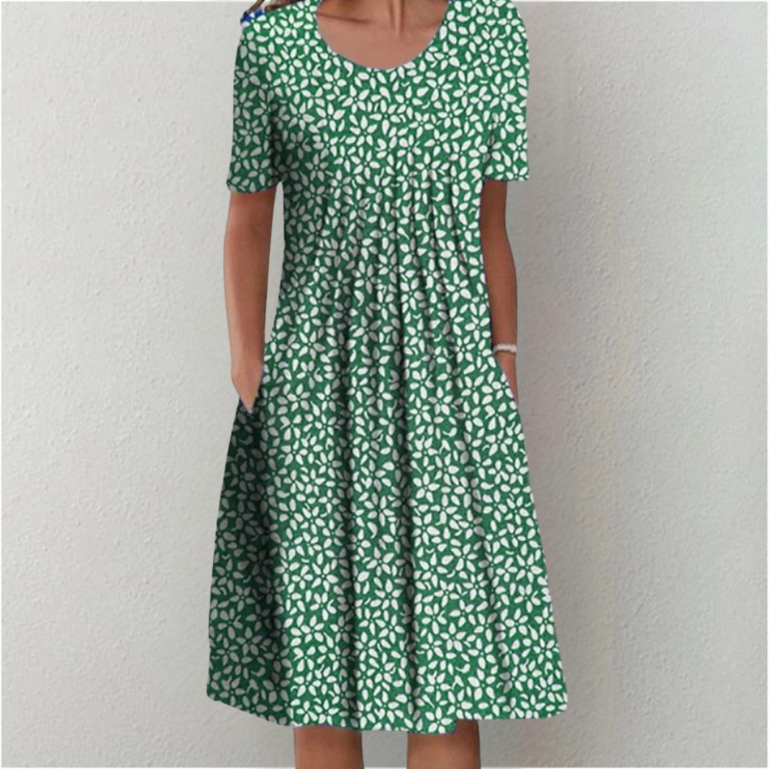 Calla | Floral Short-Sleeve Flowy Women Summer Midi Dress