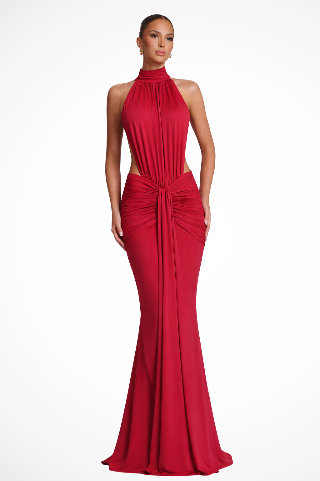 Jana | Backless Halter Ruched Bodycon Women Summer Maxi Dress