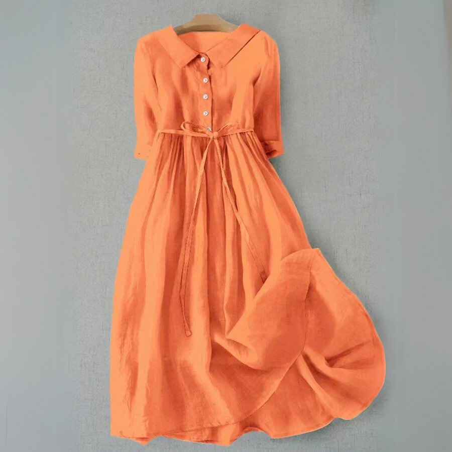 Clarissa | Button-Front Tie-Waist Flowy Women Summer Midi Dress