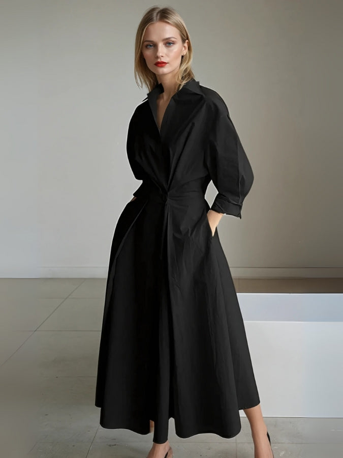 Elise | Pleated Collared Women's Shirt Dress