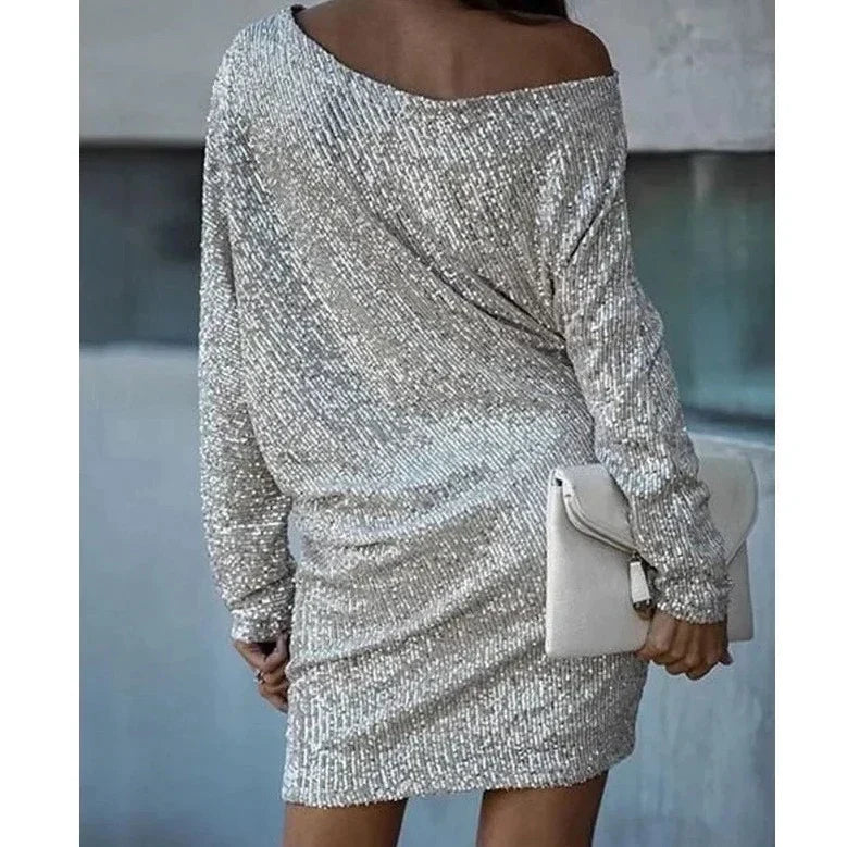 Evelyn | Off-Shoulder Sequin Batwing Women Summer Mini Dress
