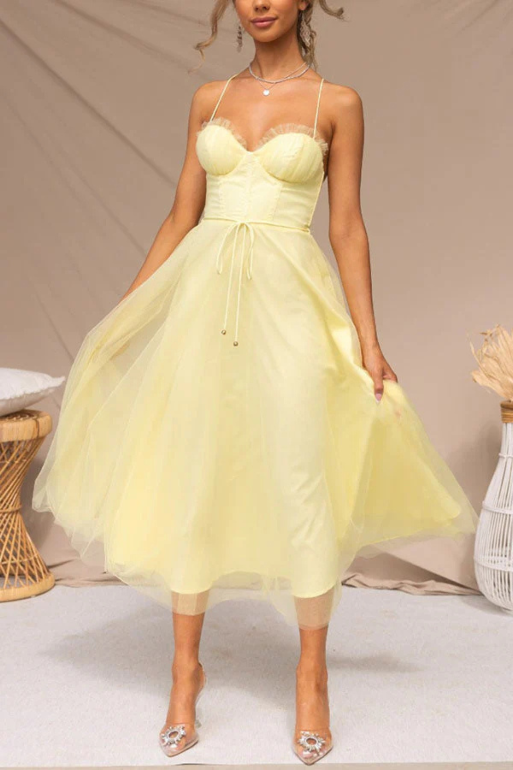 Greta | Corset Sweetheart Tulle Women Summer Midi Dress