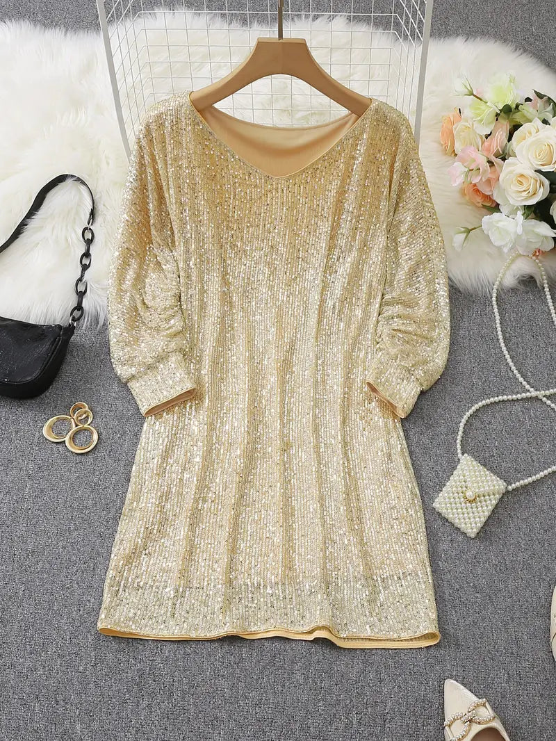 Evelyn | Off-Shoulder Sequin Batwing Women Summer Mini Dress