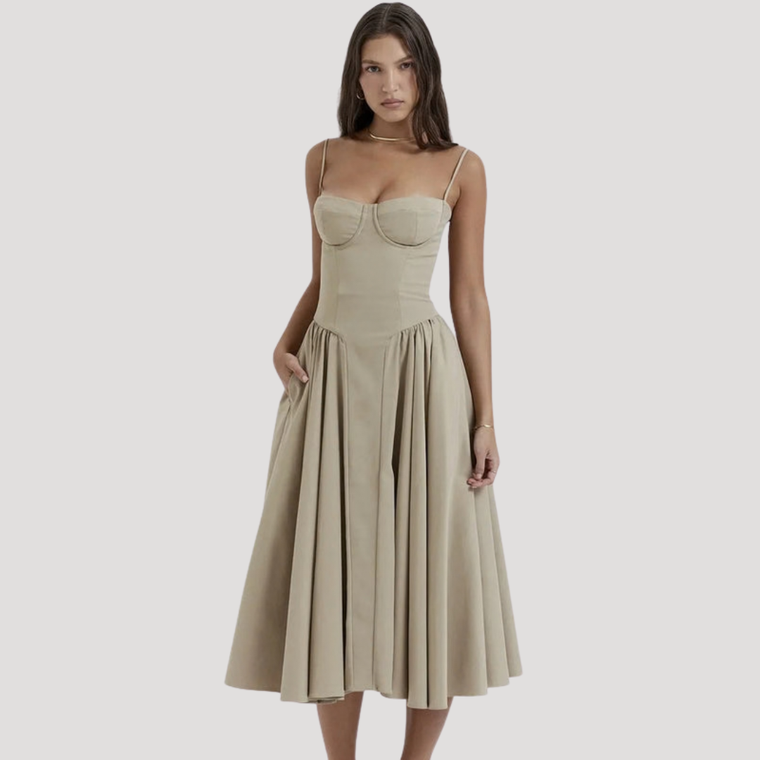 Georgia | Sweetheart Corset Strappy Women Summer Midi Dress