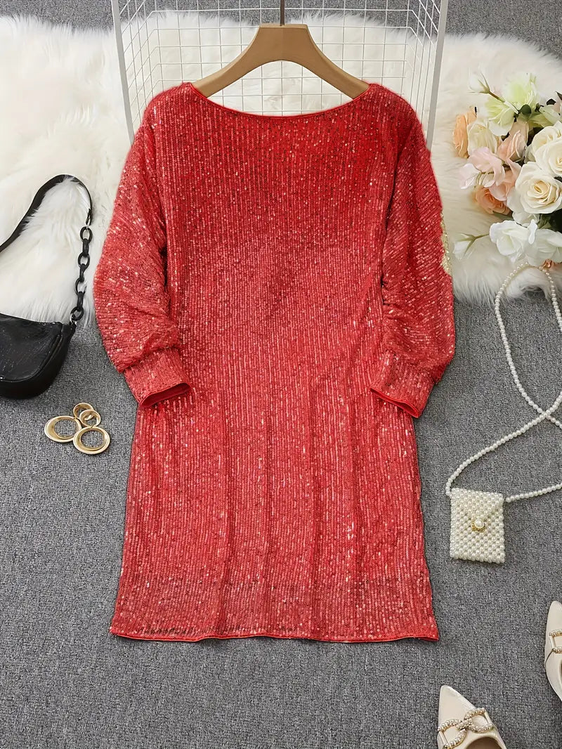 Evelyn | Off-Shoulder Sequin Batwing Women Summer Mini Dress