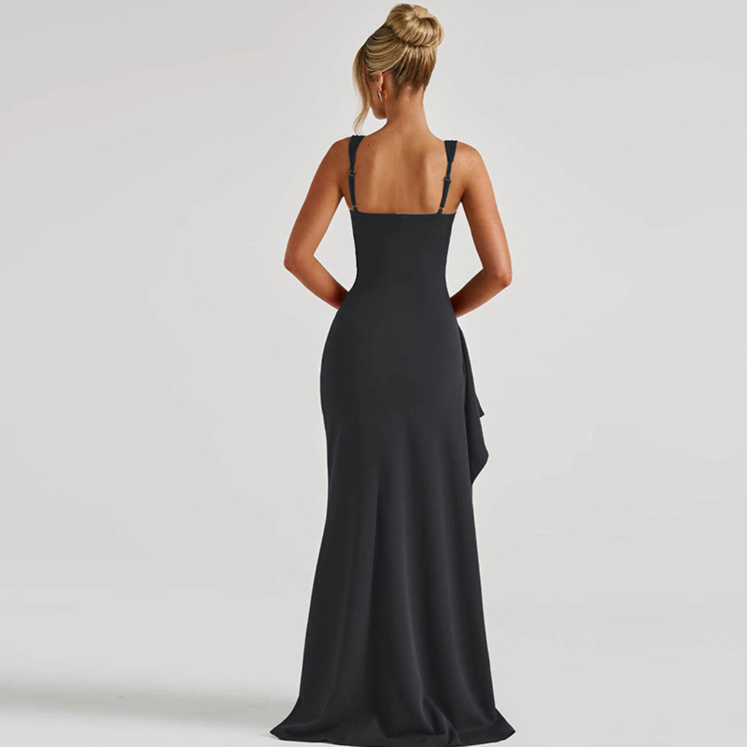 Adaline | Square-Neck Side-Slit Evening Women Summer Maxi Dress
