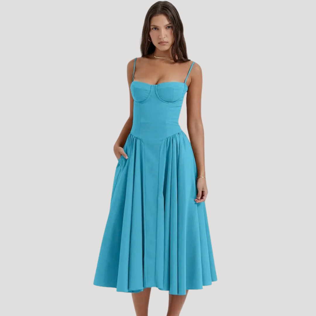 Georgia | Sweetheart Corset Strappy Women Summer Midi Dress