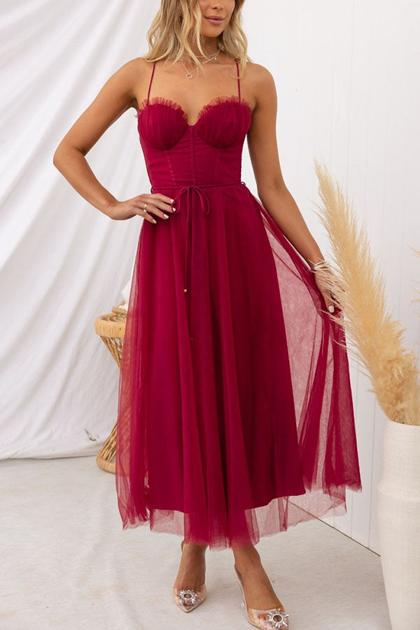 Olive | Sweetheart Tulle Layered Women Summer Maxi Dress