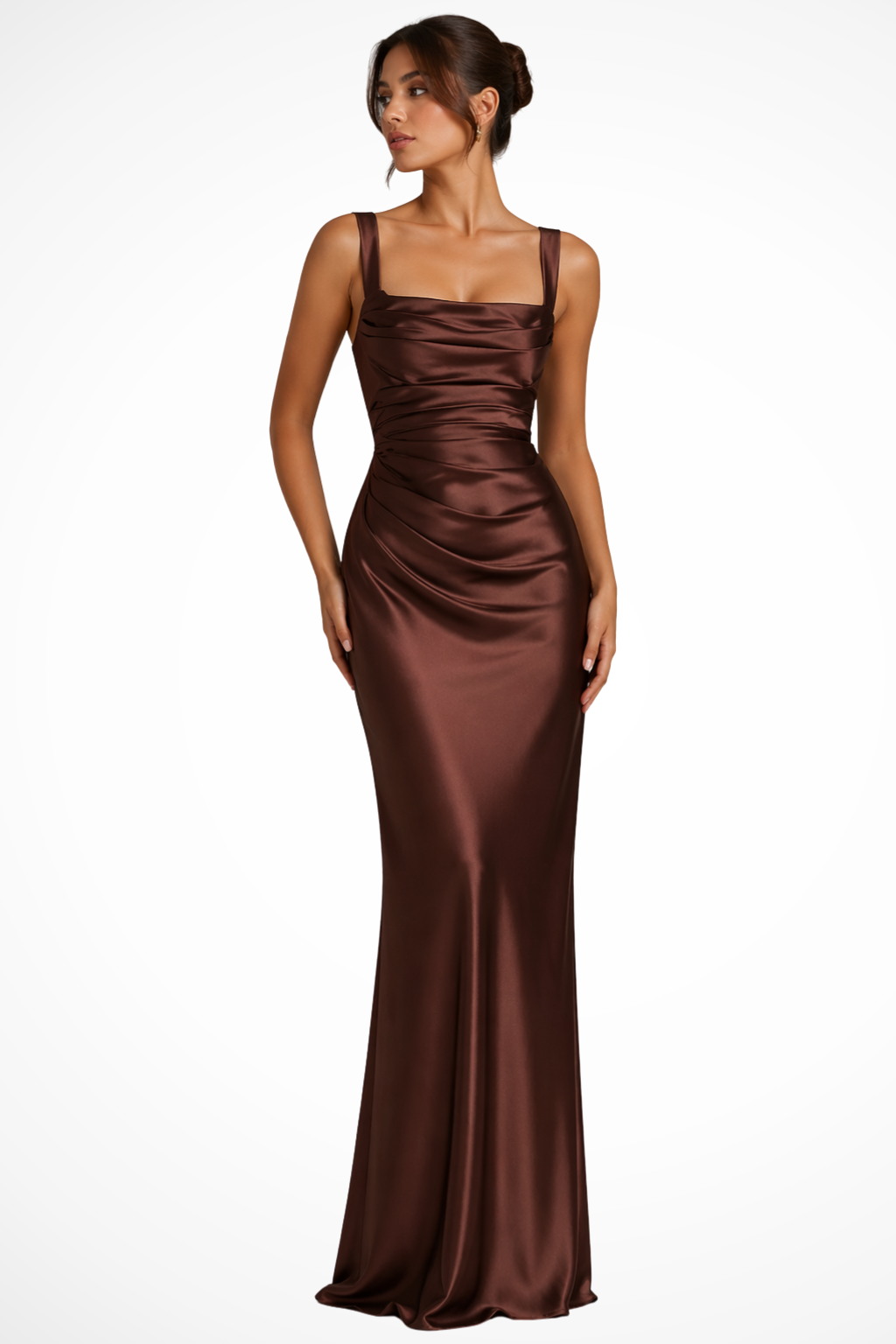 Pippa | Square-Neck Satin Glove-Set Women Summer Maxi Dress