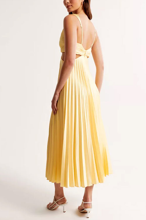 Stephanie | V-Neck Cut-Out Pleated Women Summer Maxi Dress