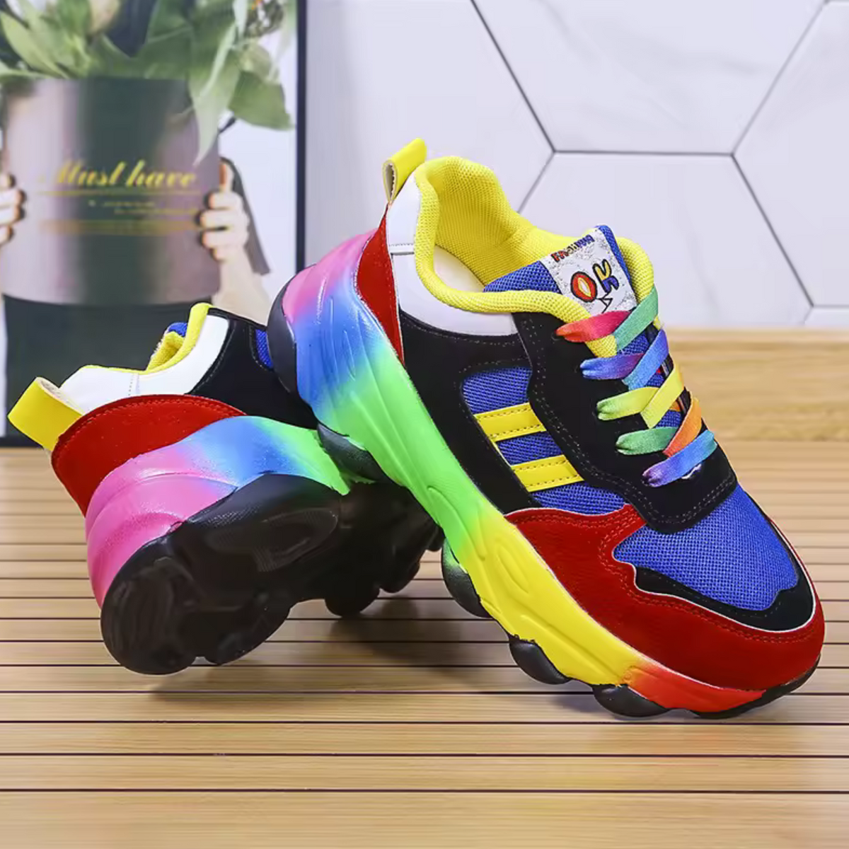 Polly | Multicolour Platform Lace-Up Women Comfortable Sneakers