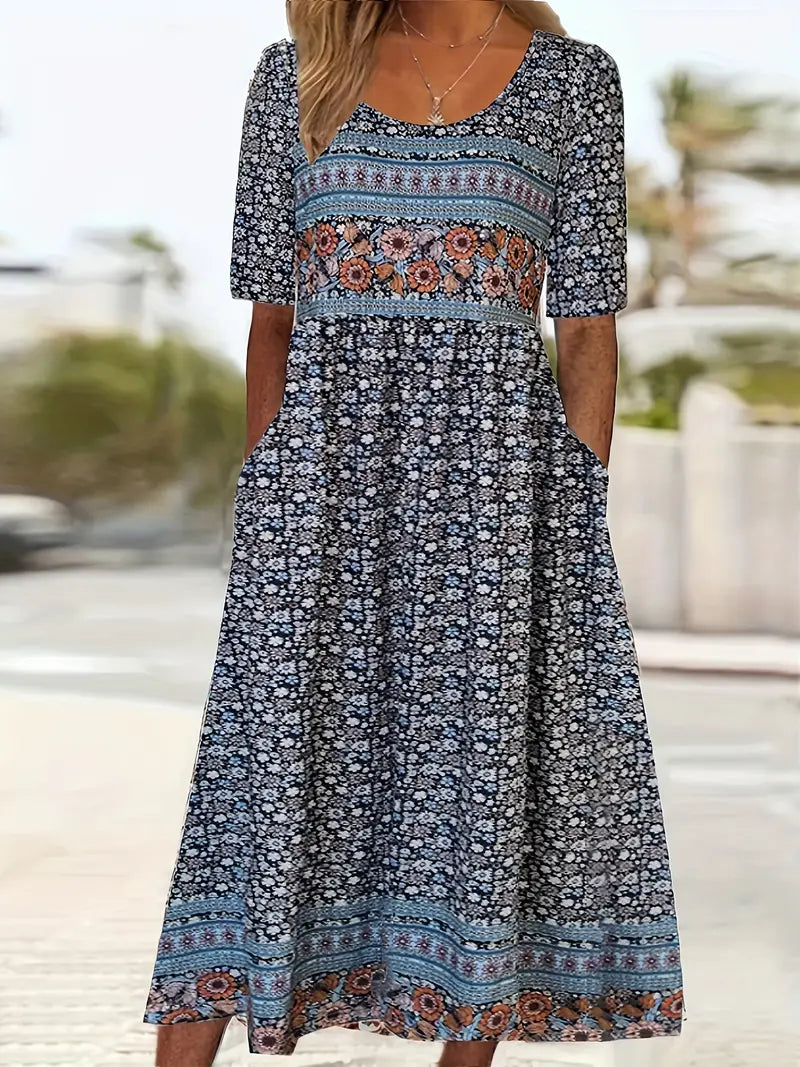 Naomi | Boho Empire-Waist Floral Women Summer Midi Dress
