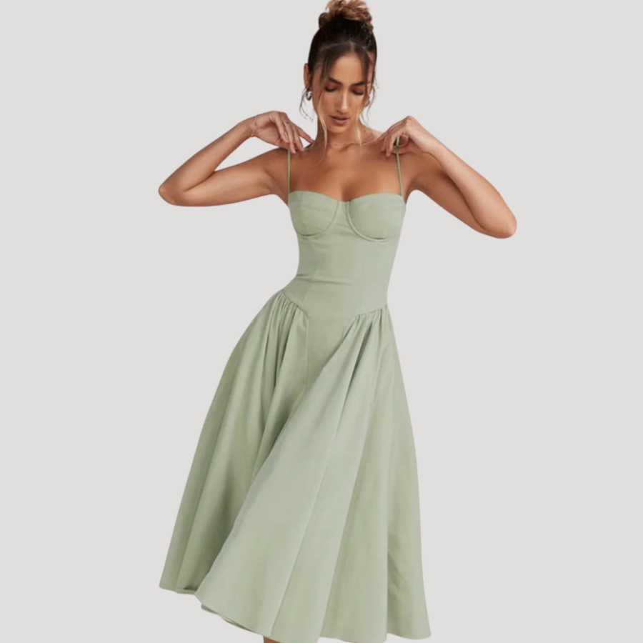 Georgia | Sweetheart Corset Strappy Women Summer Midi Dress