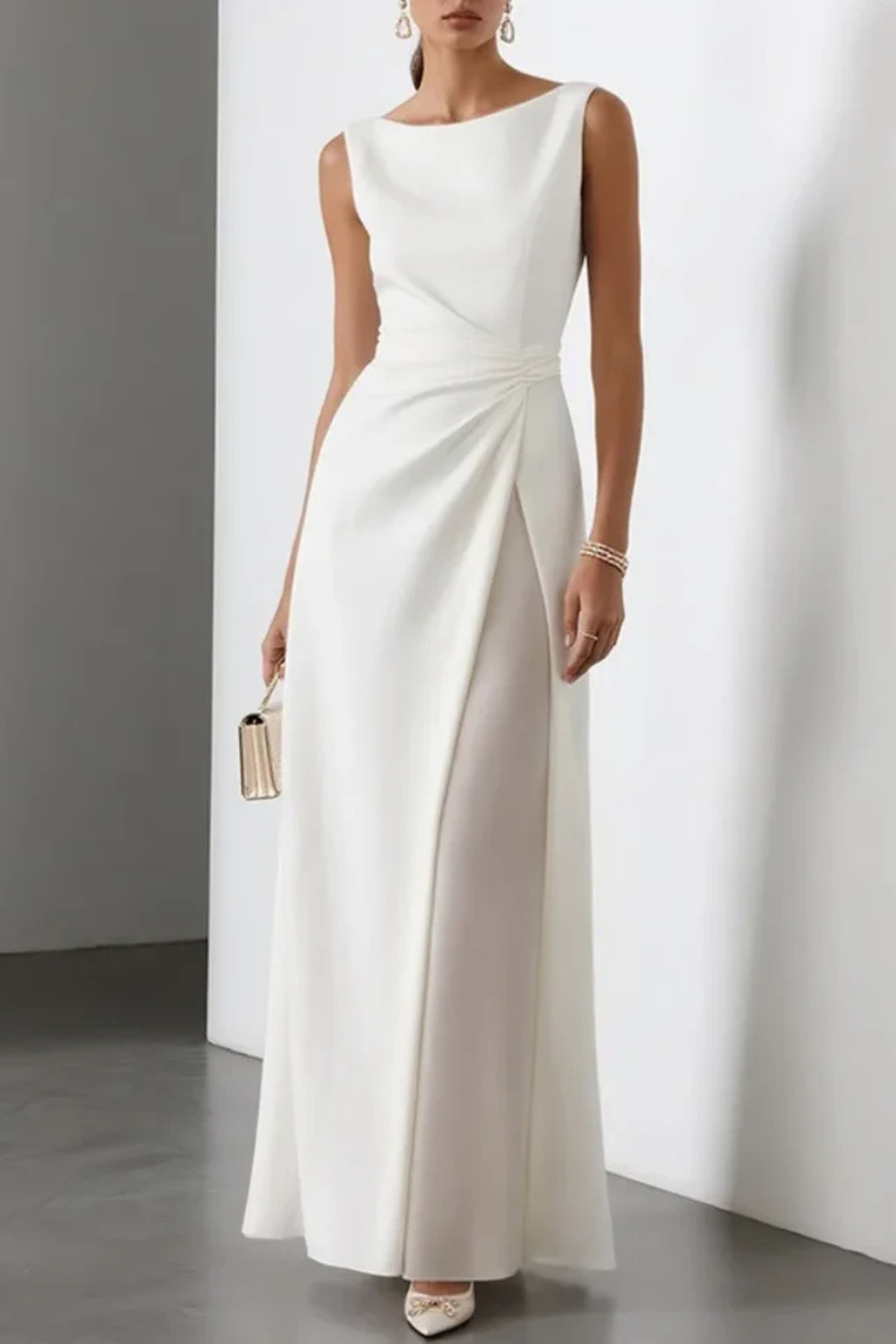 Camila | Ruched Side-Twist High-Slit Women Summer Maxi Dress