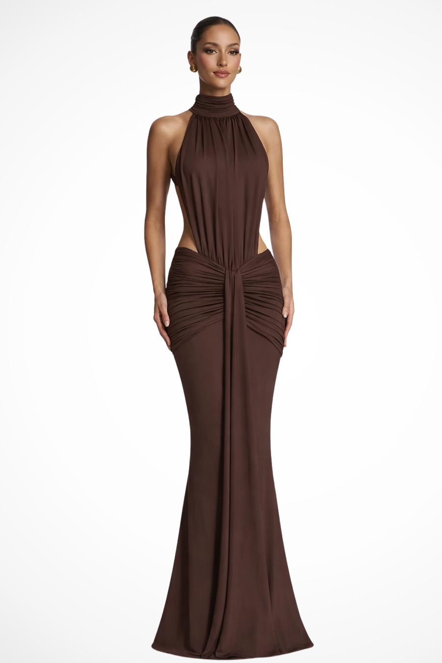 Jana | Backless Halter Ruched Bodycon Women Summer Maxi Dress