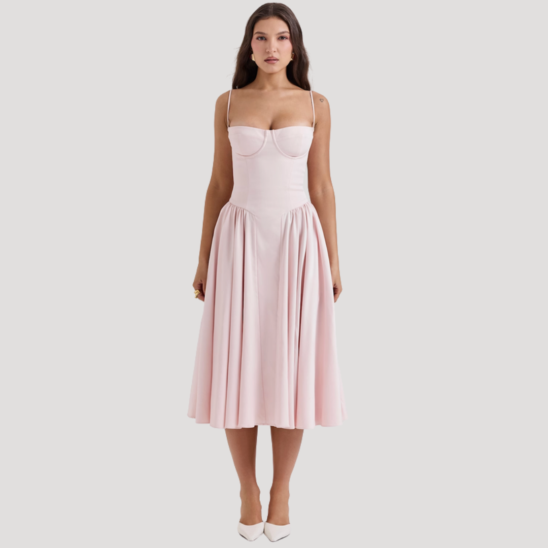 Georgia | Sweetheart Corset Strappy Women Summer Midi Dress
