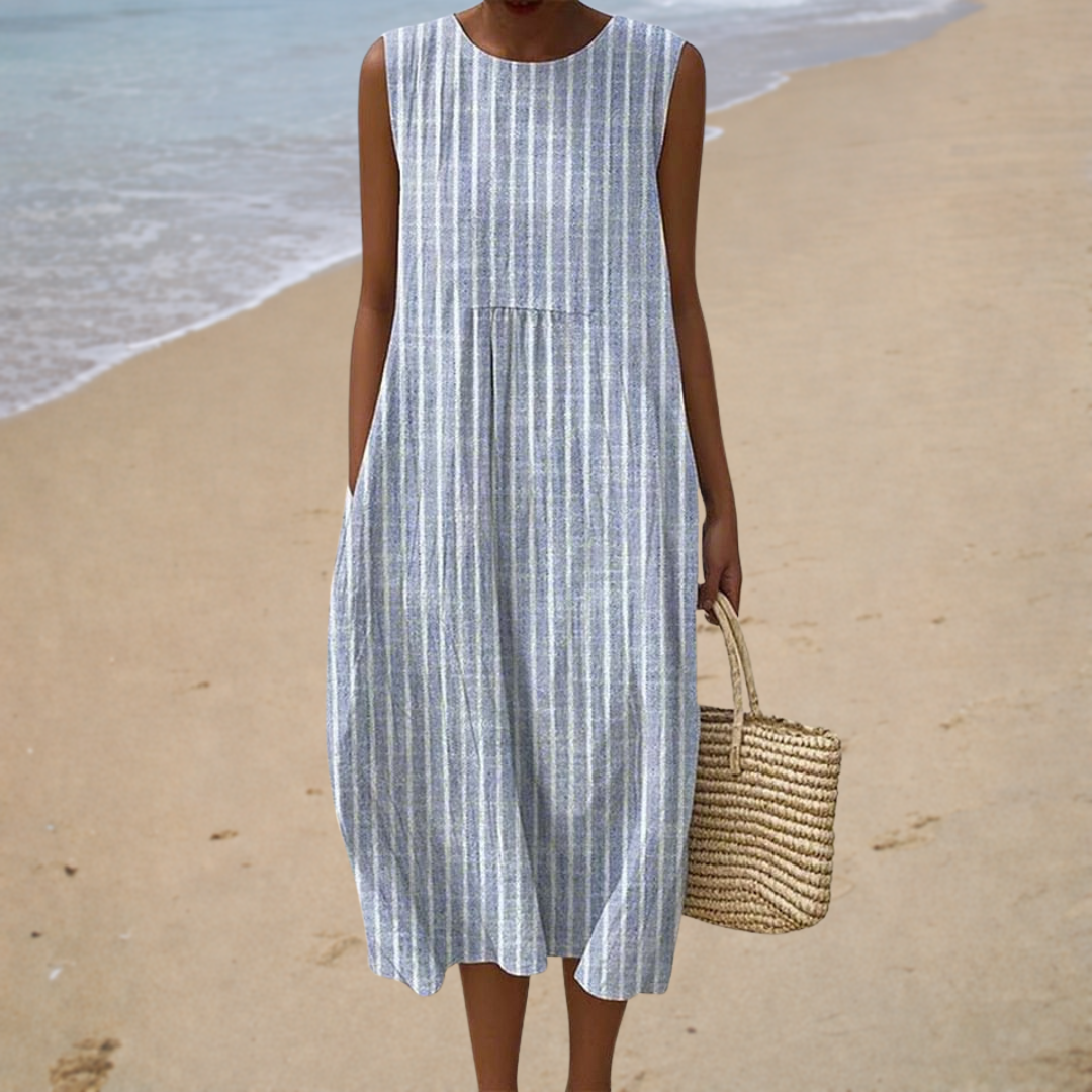 Poppy | Striped Sleeveless Relaxed Women Summer Midi Dress