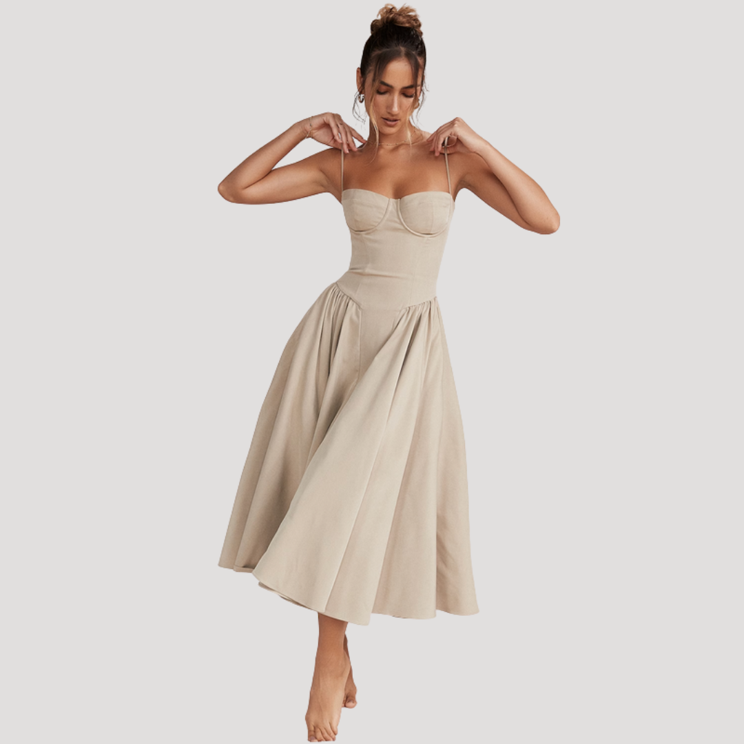 Georgia | Sweetheart Corset Strappy Women Summer Midi Dress