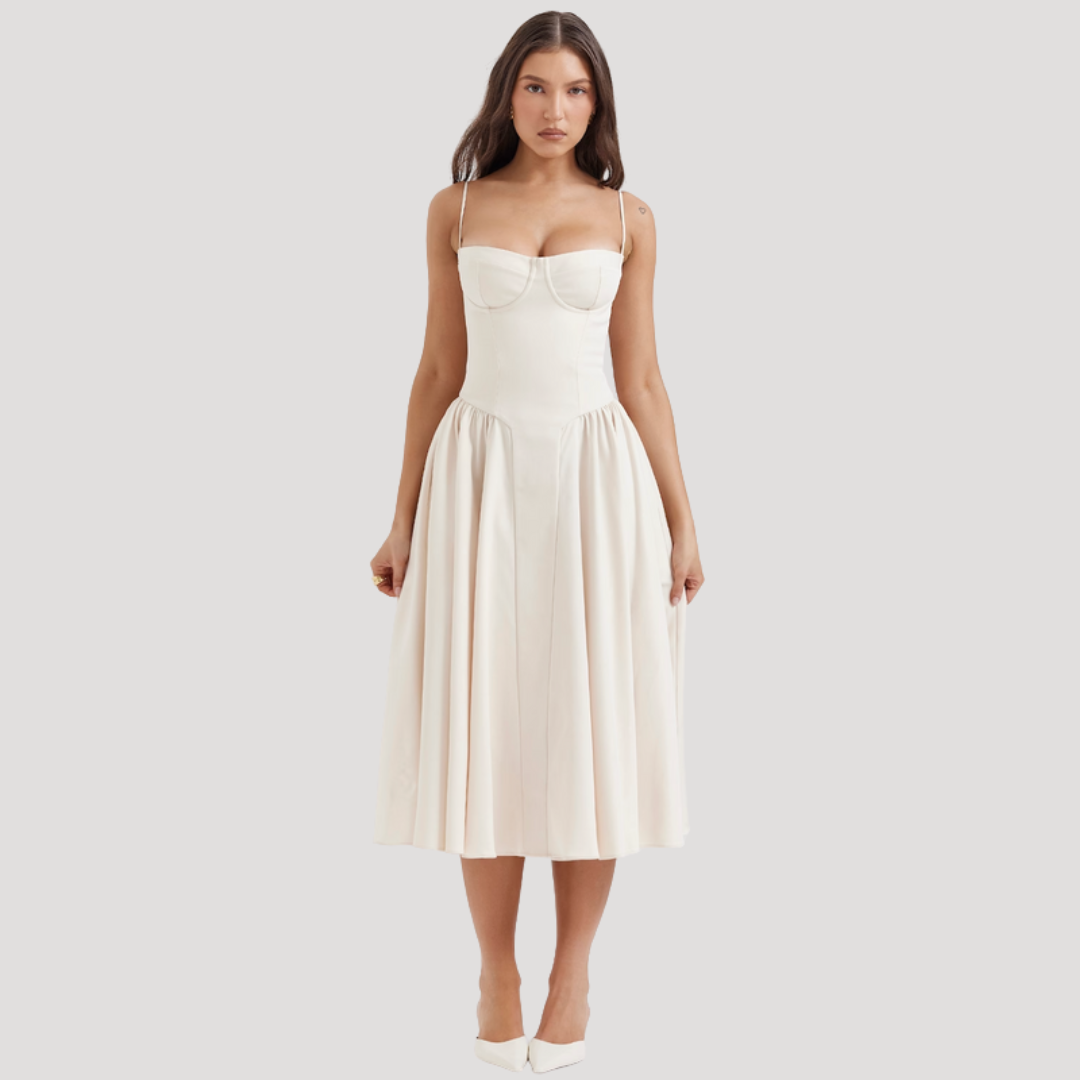 Georgia | Sweetheart Corset Strappy Women Summer Midi Dress