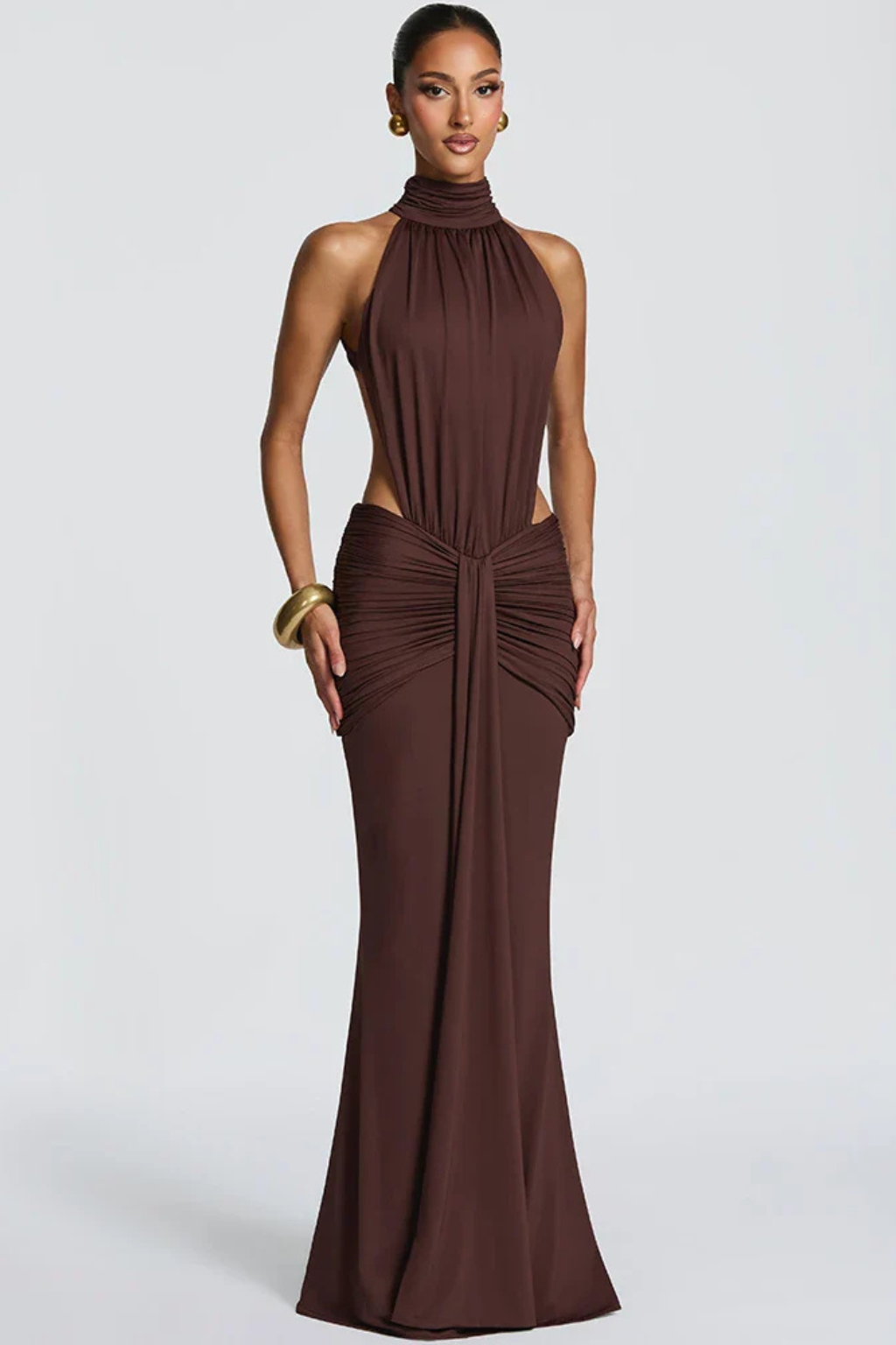 Jana | Backless Halter Ruched Bodycon Women Summer Maxi Dress