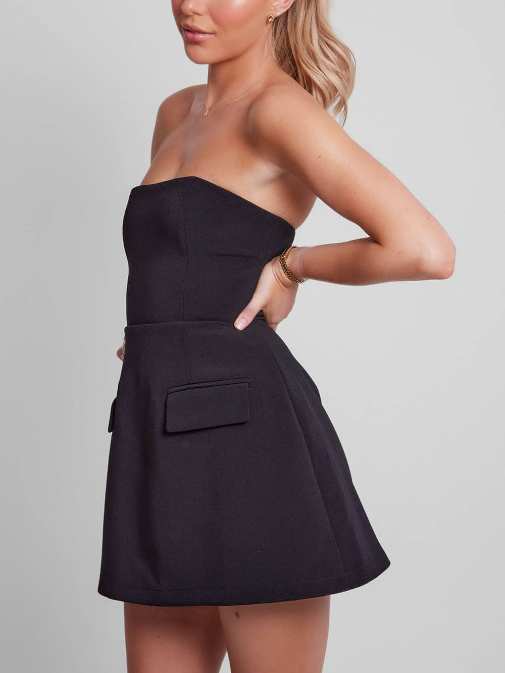 Jenna | Strapless A-Line Pocket Women Summer Mini Dress