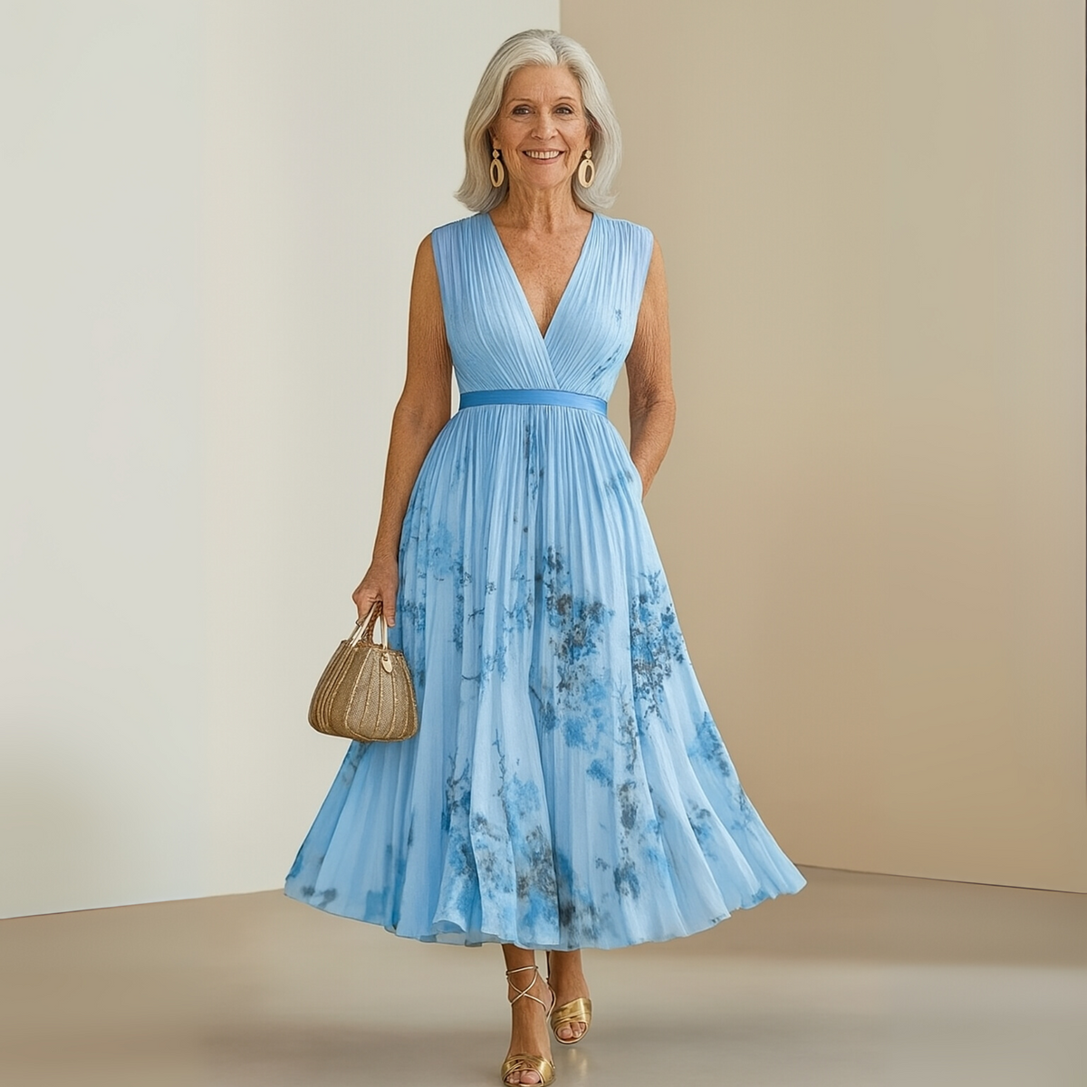 Molly | Sleeveless Pleated Floral Women Summer Midi Dress
