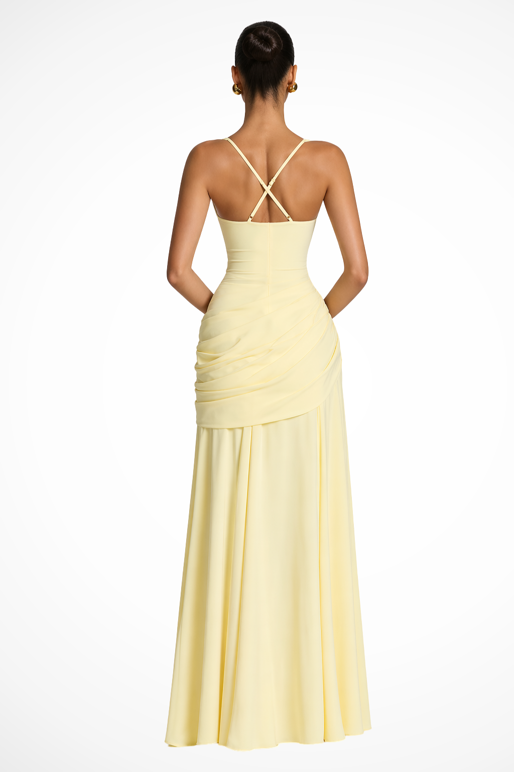Callie | Square-Neck Ruched Side-Slit Women Summer Maxi Dress