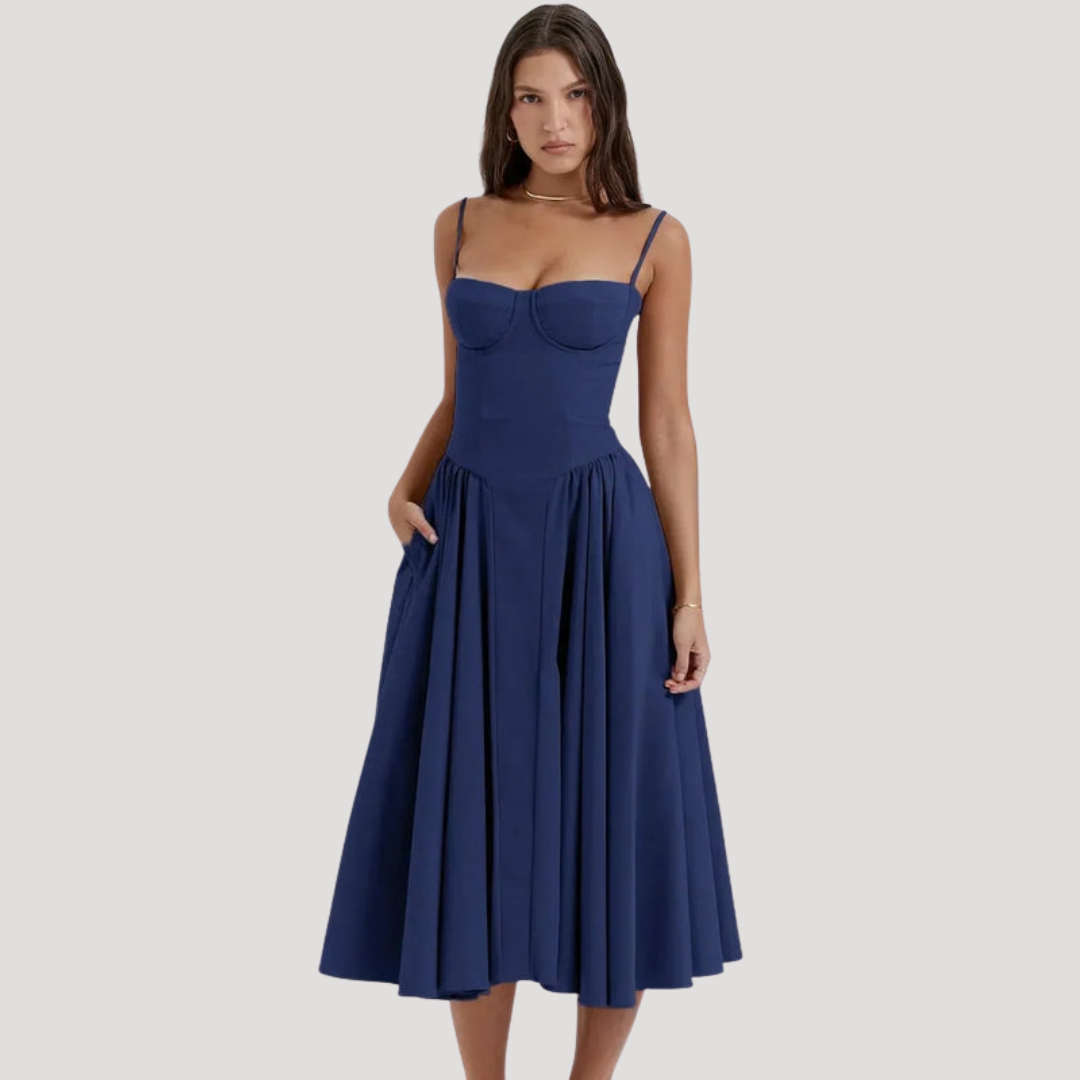 Georgia | Sweetheart Corset Strappy Women Summer Midi Dress