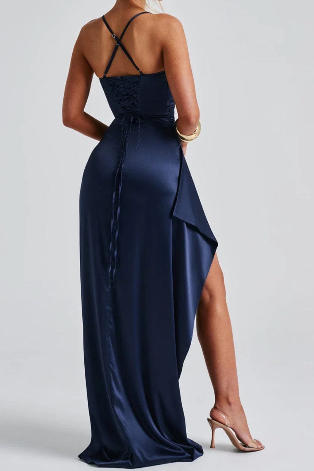 Anastasia | Satin Ruched High-Slit Women Summer Maxi Dress