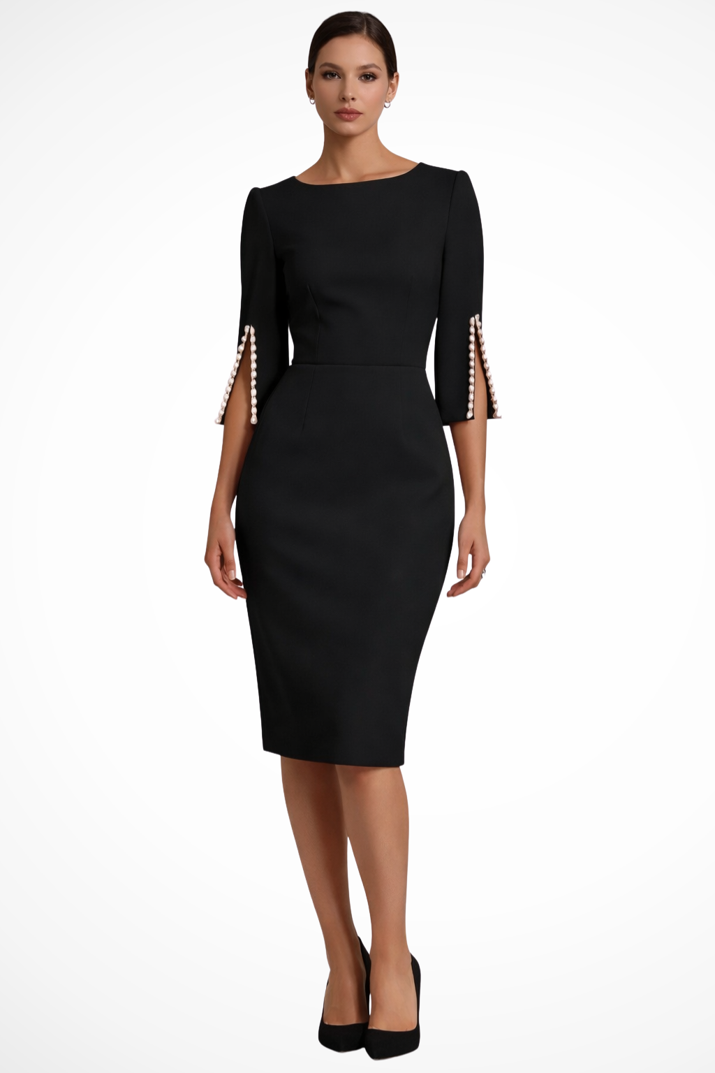 Delia | Pencil Pearl-Sleeve Women Summer Midi Dress
