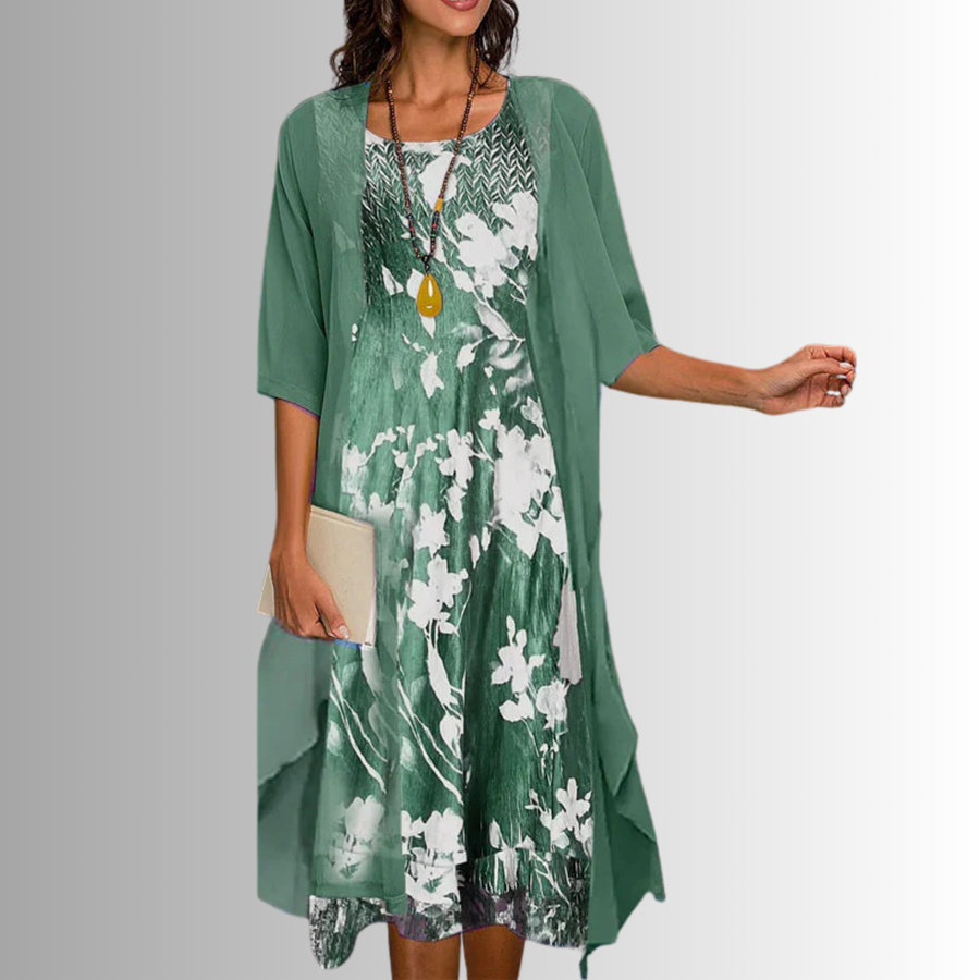Bridget | Layered Floral Chiffon Women Summer Midi Dress
