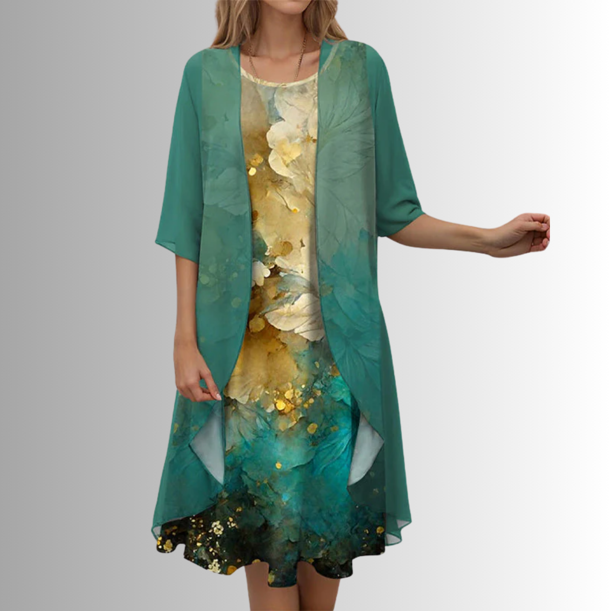 Bridget | Layered Floral Chiffon Women Summer Midi Dress