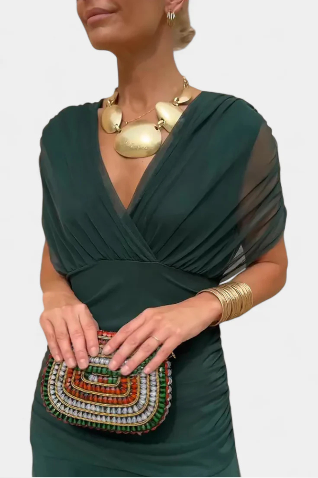 Renee | Pleated Off-Shoulder Draped Women Summer Maxi Dress