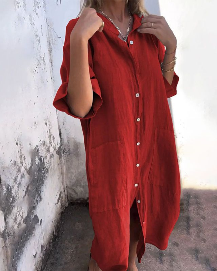 Cecile | Oversized Button-Front Women's Shirt Dress