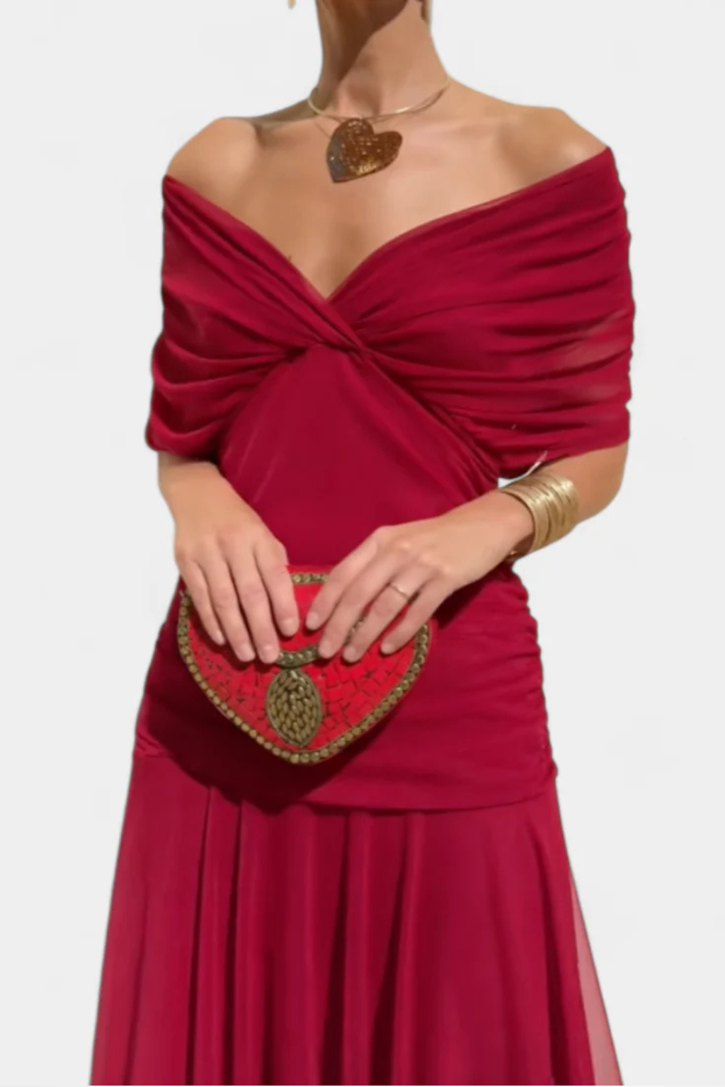 Renee | Pleated Off-Shoulder Draped Women Summer Maxi Dress